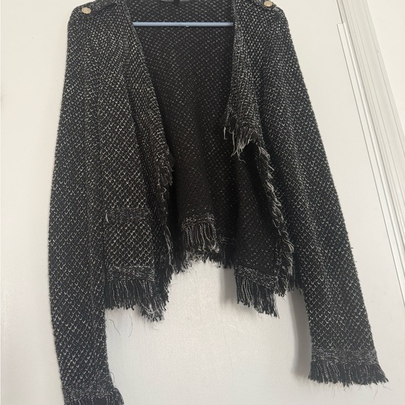 White House Black Market Black Tweed Cardigan Jacket - Picture 2 of 7